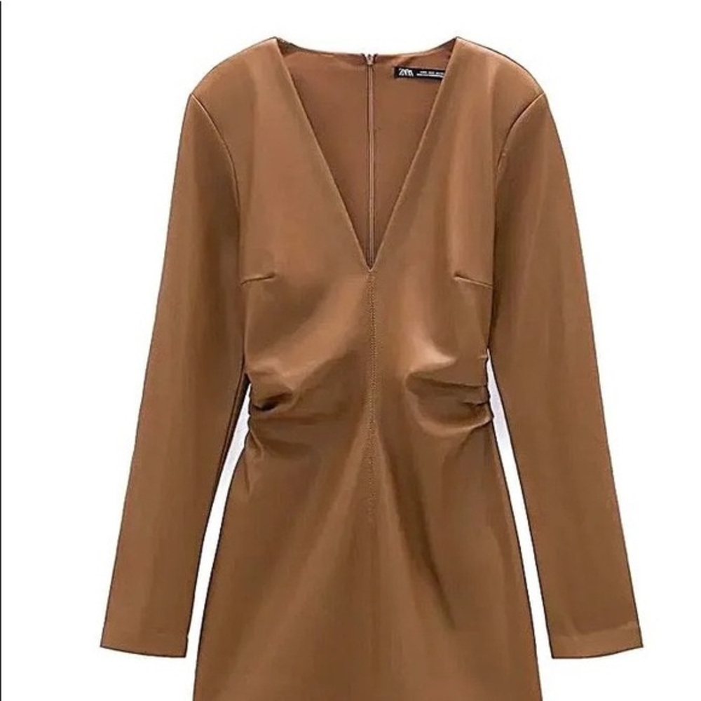 Zara coffee brown leather dress, worn only once